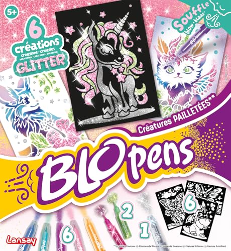 Kit Blopens Lansay 24126 – Feutres Aérographe avec Pochoirs et Colle Glitter - vue 6