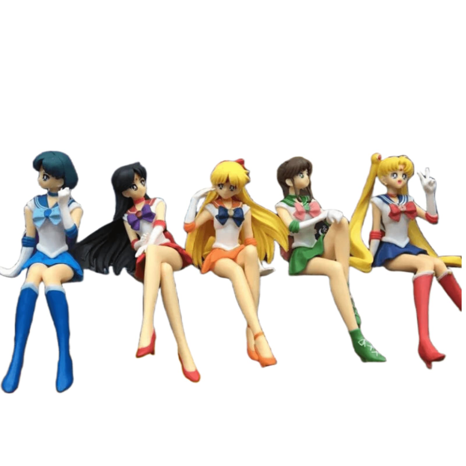 Figurines Sailor Moon Assises - Lot De 5 Personnages (Usagi, Mercure, Mars, Vénus, Jupiter) En PVC - 13 Cm - Décoration Collection - 3