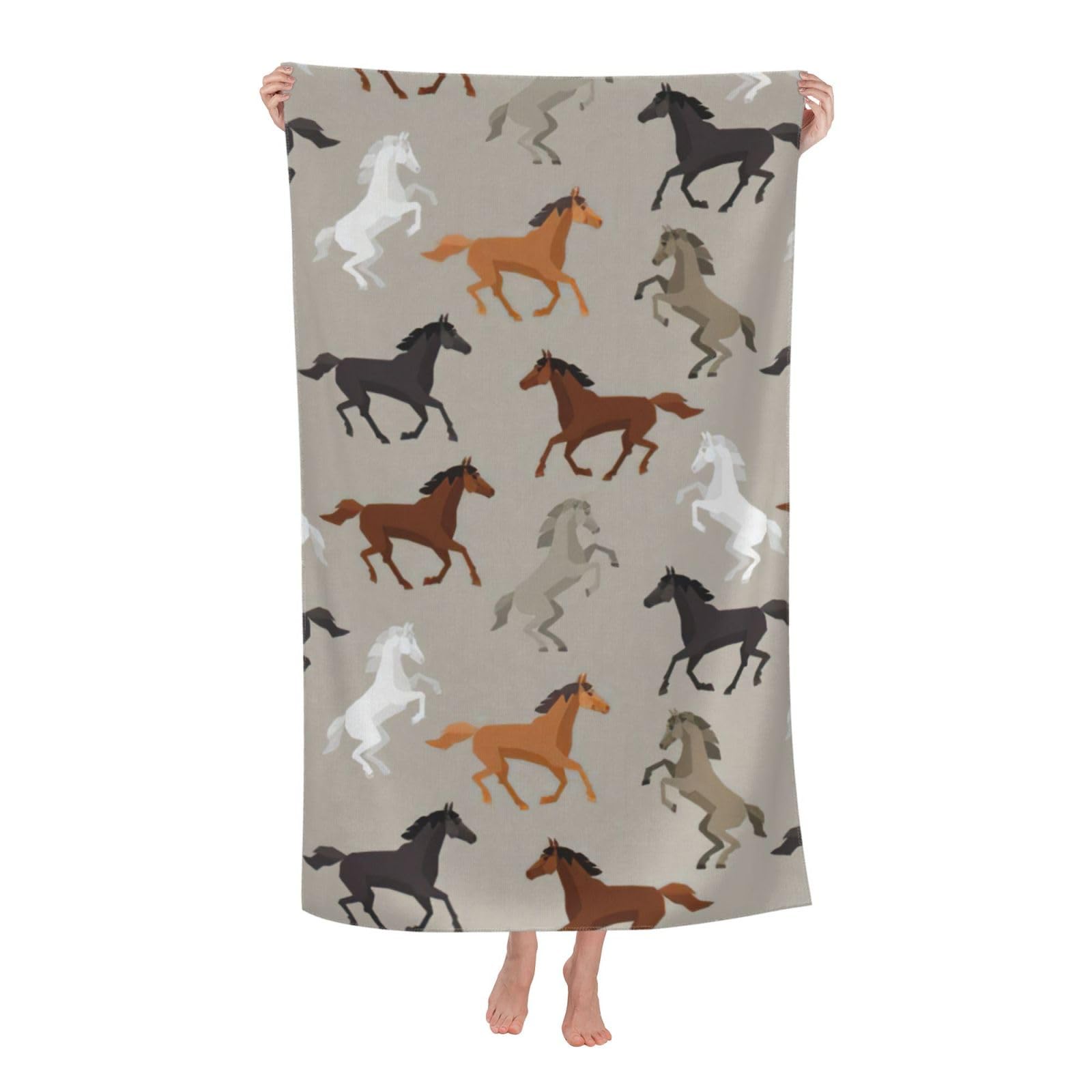 NImongt Cute Horse Print Oversized Adult Beach Towel For Travel Weekend Getaways Festivals Camping Trips