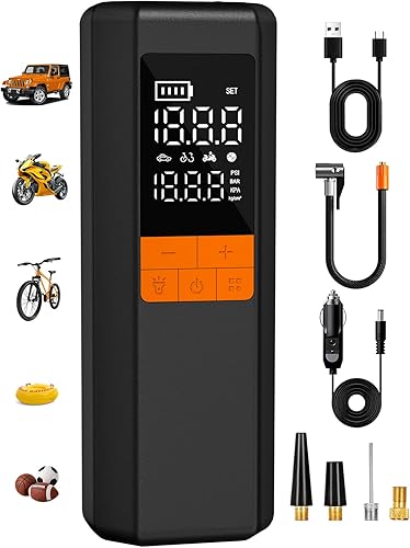 AIRSURE Compresor de aire portátil para inflador de neumáticos, bomba de aire 5 veces más rápida para neumáticos de automóvil, bomba de neumáticos