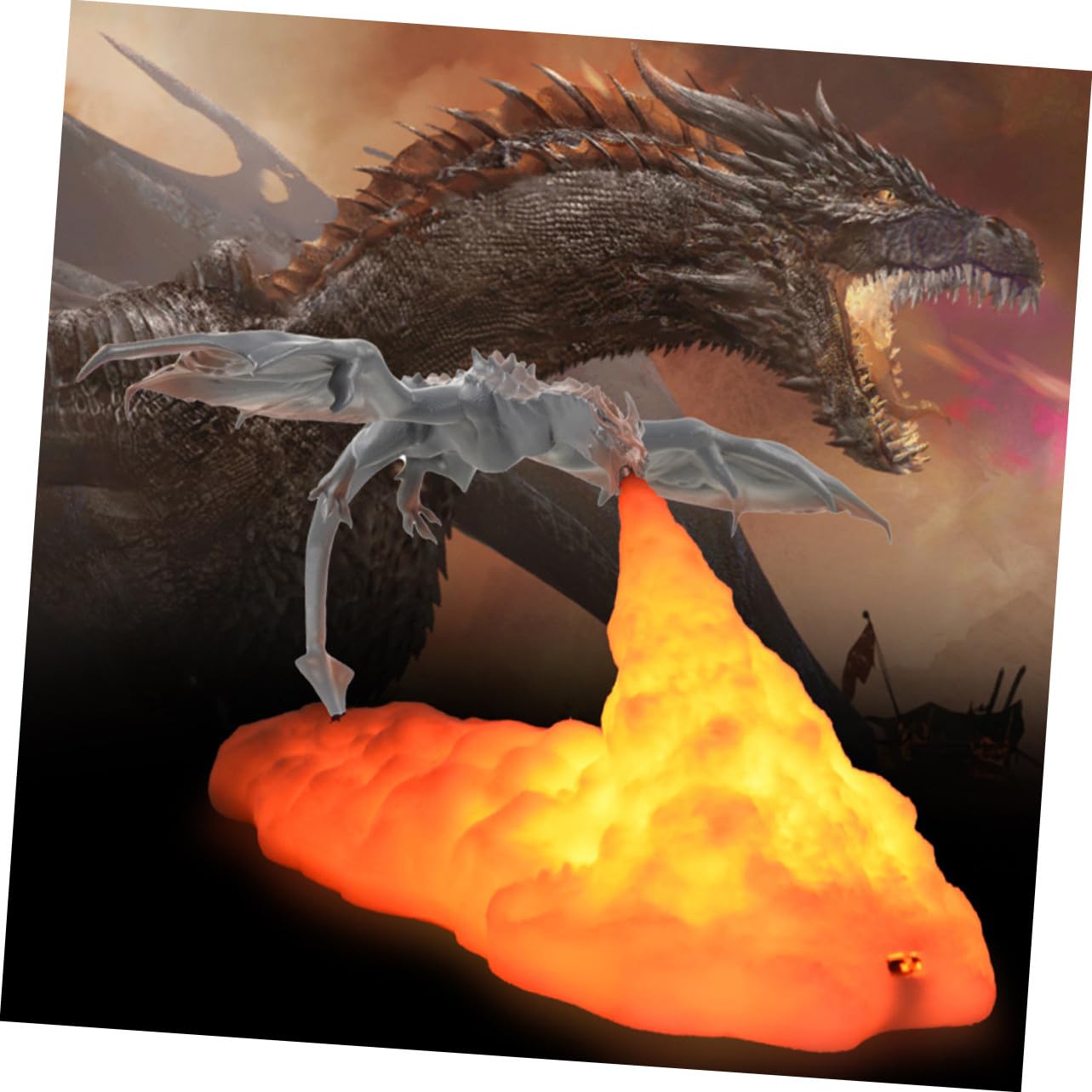 Ipetboom Lampe 3d Dragon en Pla Lumière LED Tactile et Recharge Usb, Veilleuse Décorative pour Anniversaire Garçon et Filles et Décoration de Fête