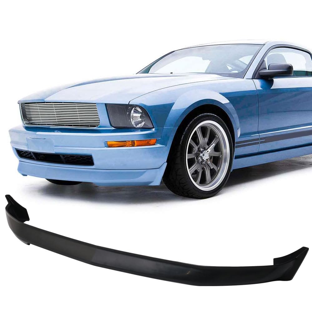 Front Bumper Lip Compatible with 2005-2009 Ford Mustang V6, 3C Style Black PU Front Lip Finisher Under Chin Spoiler Add On by IKON MOTORSPORTS, 2006 2007 2008