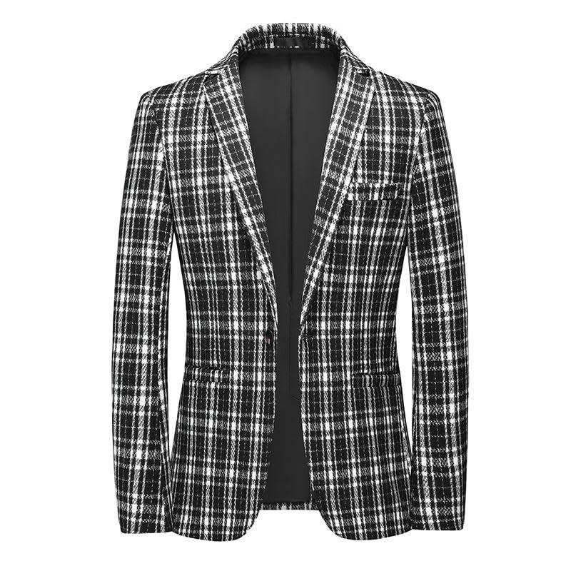 Men's Casual Slim Fit Plaid Banquet Formal Wear Blazer2