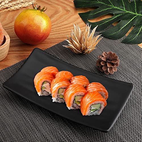 Plato para sushi rectangular de plástico negro miniatura 4