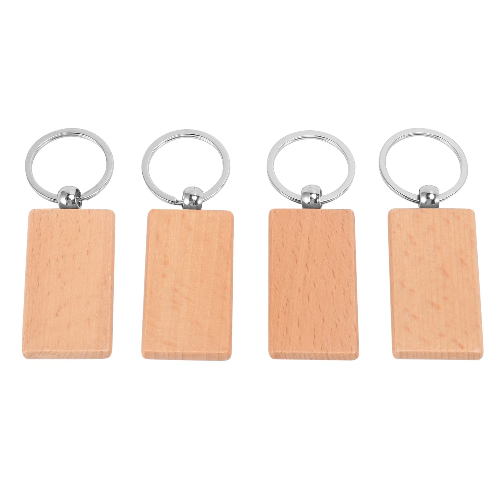 BGFAVCV 60Pcs Blank Rectangle Wooden Key Chain Diy Wood Keychains Key Tags Can Engrave Diy Gifts