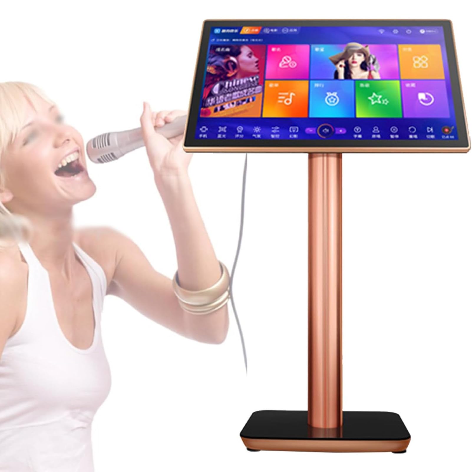Lettore Karaoke Touch Screen Capacitivo da 22", Macchina per Canzoni, Jukebox, con Schermo di Visualizzazione dei Testi per Feste in Famiglia al Bar, Nero-1 TB