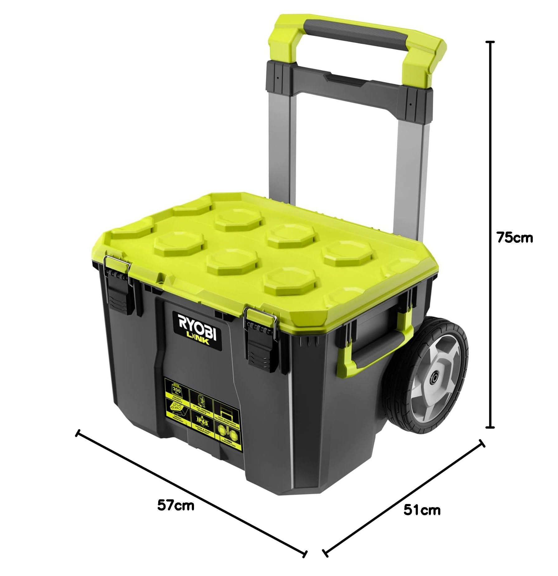 Ryobi - Caja de herramientas con ruedas (66,5 L) - Syteme LINK - RSL201