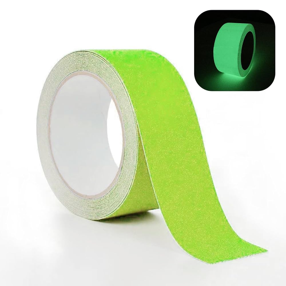 Anti Slip Grip Tape Glow In Dark Green Luminous Safety Tread Tape Abrasive For Stairs Step Outdoor 5cm 5m