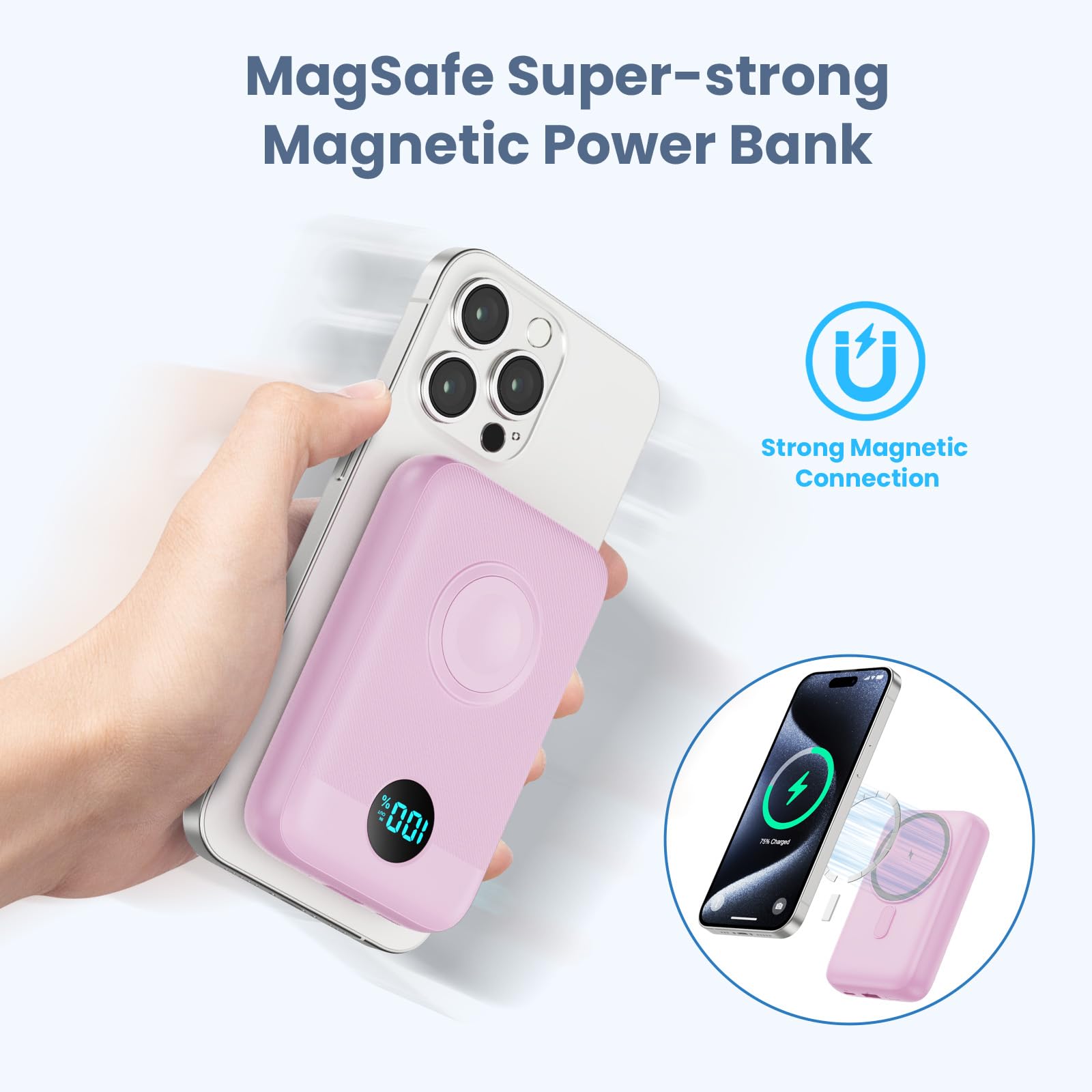Pxwaxpy Magnetico Power Bank 10800mAh per MagSafe, 4-in-1 Wireless Caricatore Portatile, QC4.0+22.5W PD Ricarica Rapida USB-C Batteria Esterna con Display LED per Apple Watch/iPhone 15/14/13/12 Series