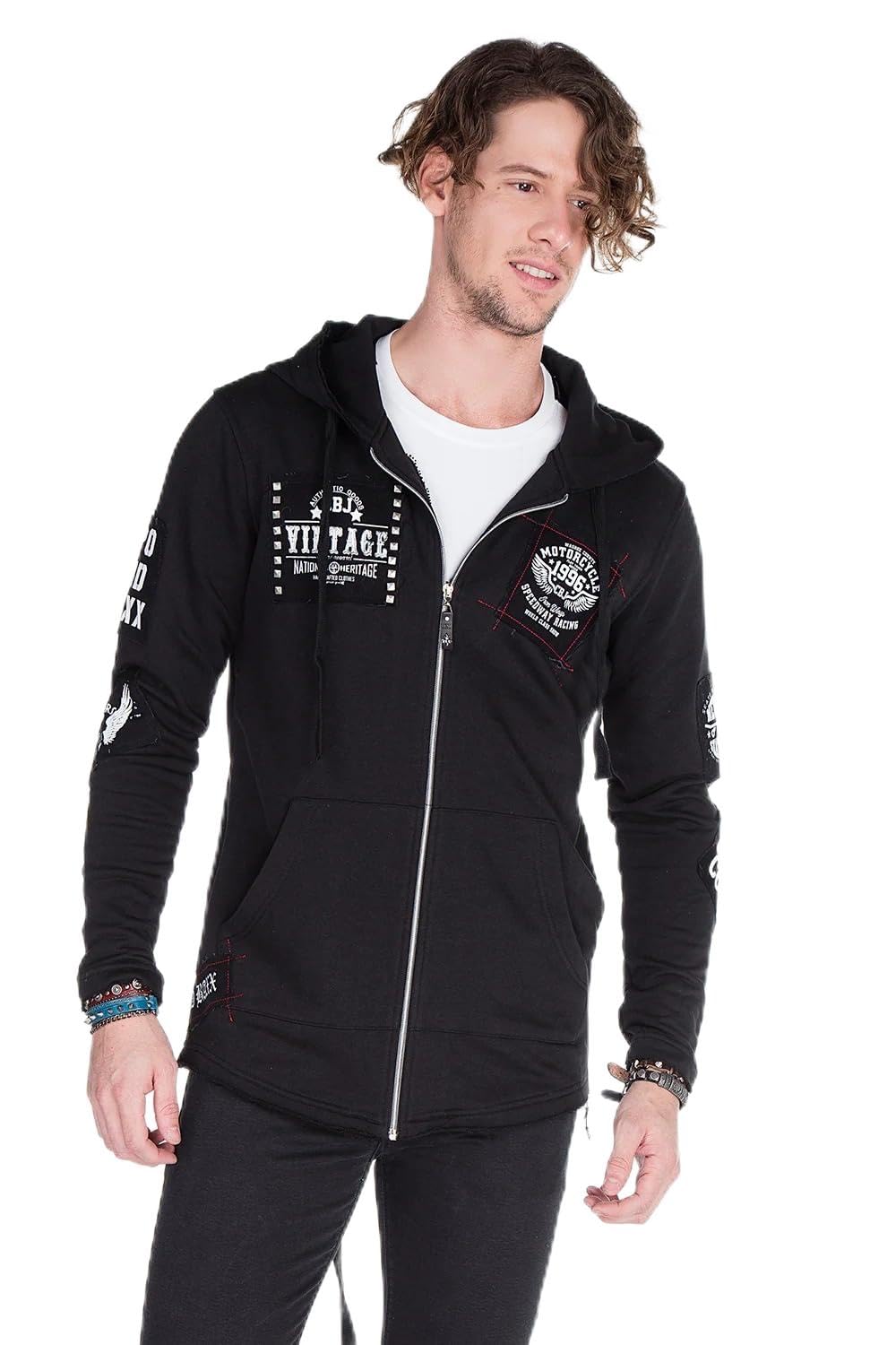 Cipo & Baxx Sudadera con capucha para hombre de la serie – Elegante suéter en estilo moderno casual de calle con cremallera y capucha para el día a día, ocio y fiesta