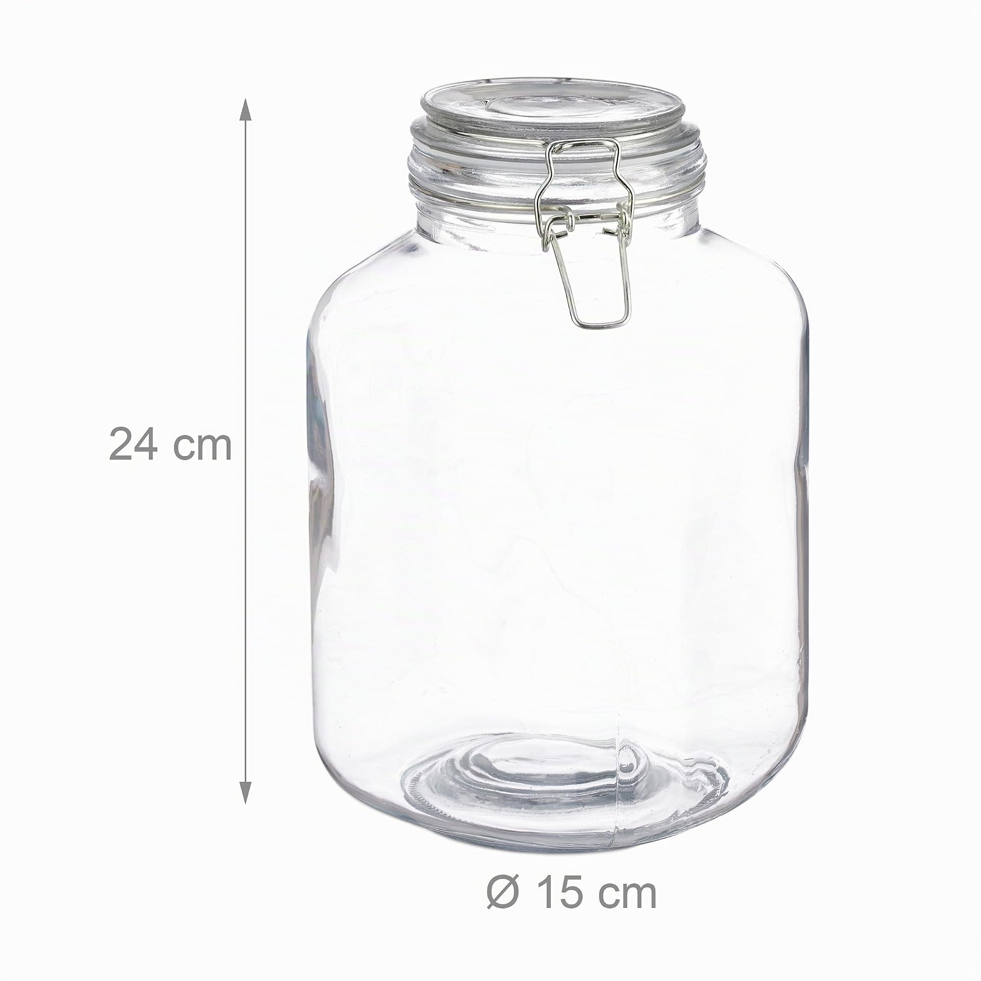 Relaxdays - Tarro de cristal, lote de 16, 3 litros, conservas grandes, hermético, cierre hermético, XXL, transparente