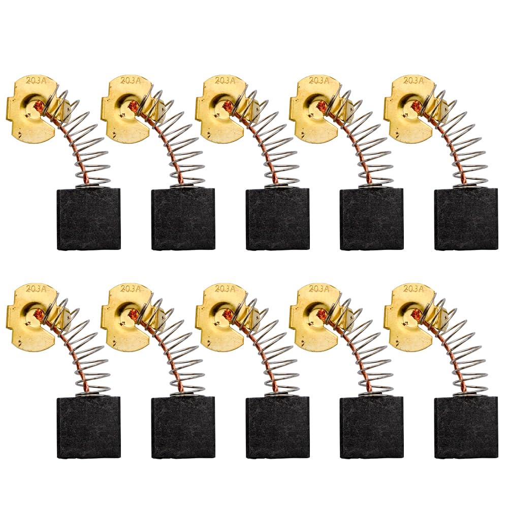 Senrise Black, Gold Tone Motor Carbon Brushes, Carbon Brush Replacement, Power Tool For Electric Angle Grinder (10Pcs - Model No.cb203)