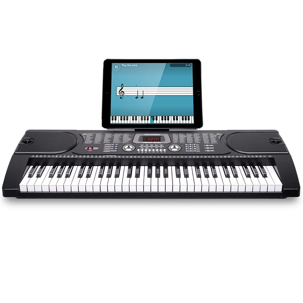 Bakaji Tastiera Musicale Pianola Elettronica 61 Tasti Pianoforte Multifunzione con 255 Ritmi 24 Brani Preimpostati Funzione Percussione Ingresso AUX Leggio Porta Spartito/Tablet e Microfono