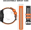 Zitel® Band Compatible with COROS PACE 4 / PACE 3 / PACE Pro/APEX 2 Pro/APEX Pro/APEX 46mm - 22mm wide Silicone Sport Strap (Orange & Black) gallery image
