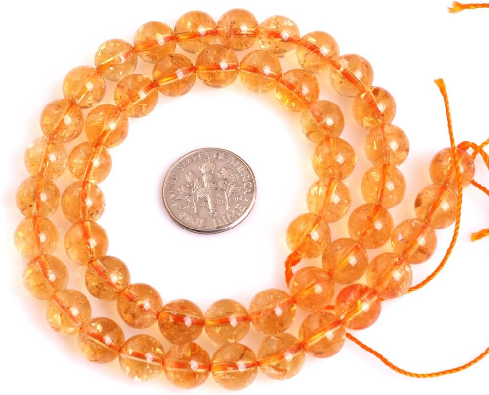 JOE FOREMAN 8mm Yellow Citrine Semi Precious Gemstone Round AAA Grade Loose Beads for Jewelry Making DIY Handmade Craft Supplies 15"