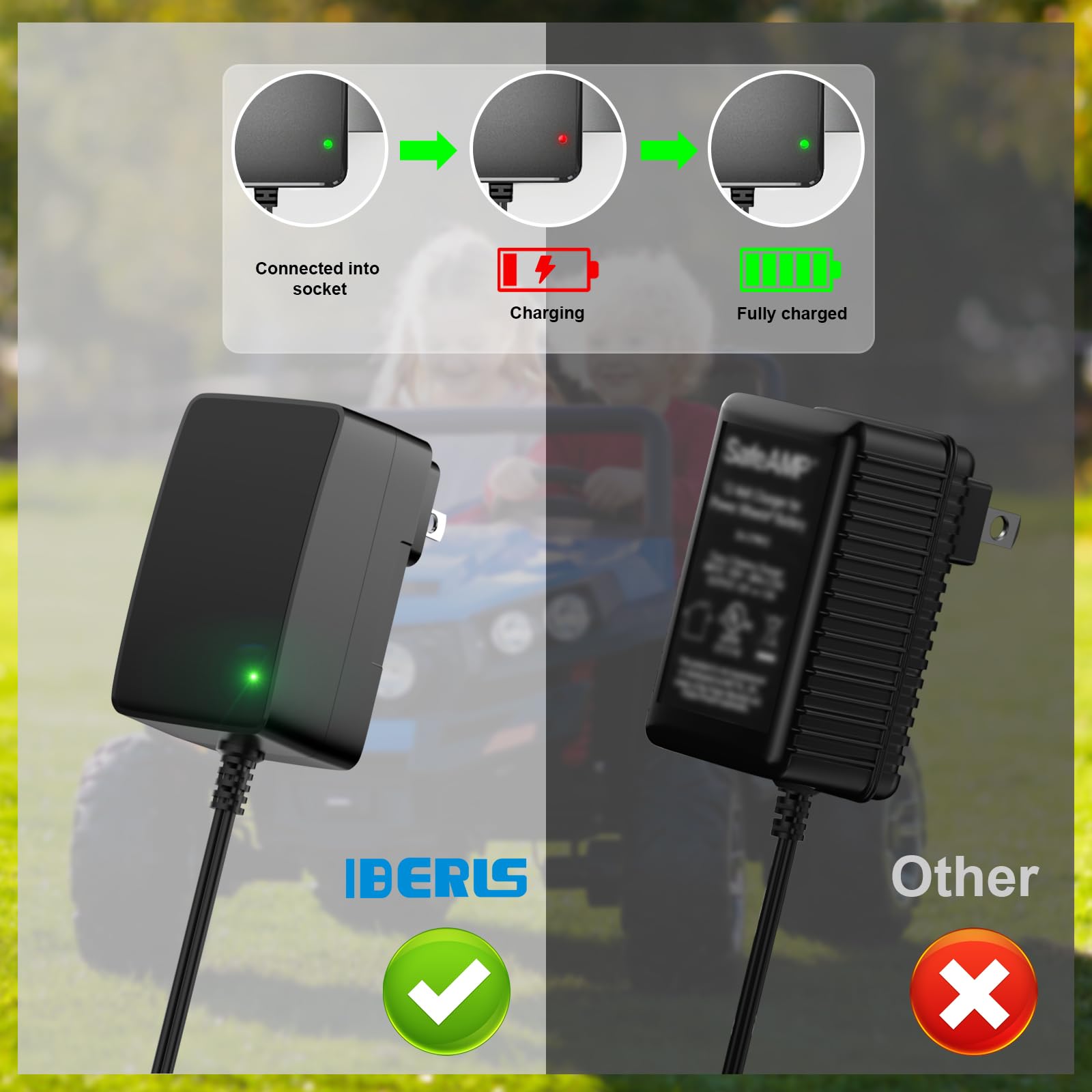 for Power Wheels 12 Volt Battery Charger for P ower Wheel Gray, Replacement Fisher Price 12V Adapter Cord, Light, 6.5FT