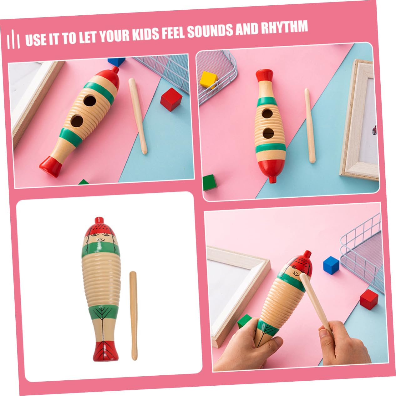 Strumenti Musicali Percussione in Legno 4 Set per Ragazzo Ragazza con Design Delicato, Facili da Usare per Insegnare Tecniche di Ritmo