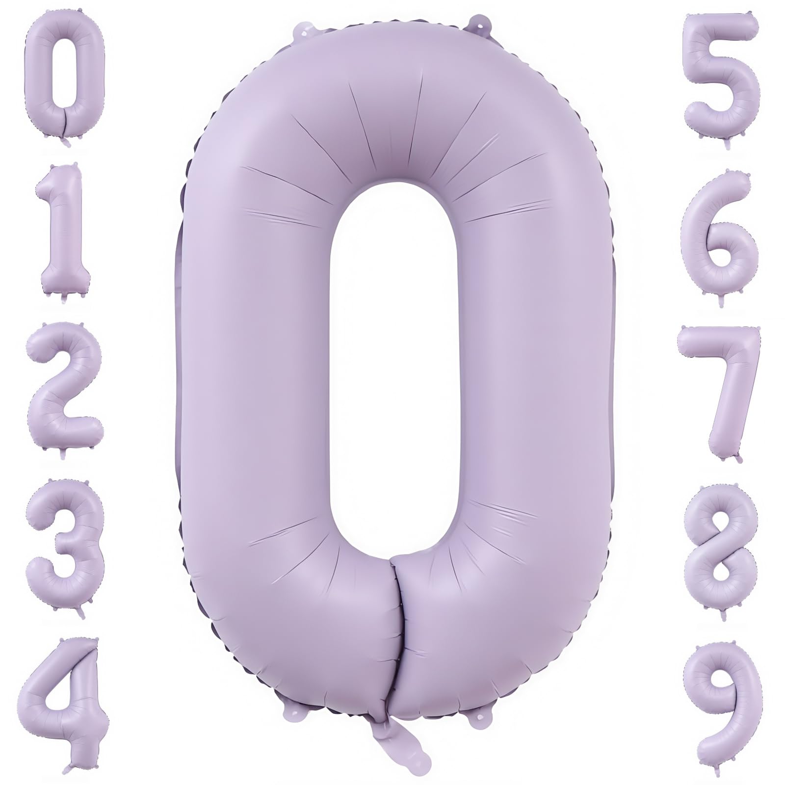 Pastel Purple 0 Number Balloons,40 Inch Light Purple 0 Balloons Large Helium Foil Mylar Purple Number 0 Balloon for Birthday Party Anniversary