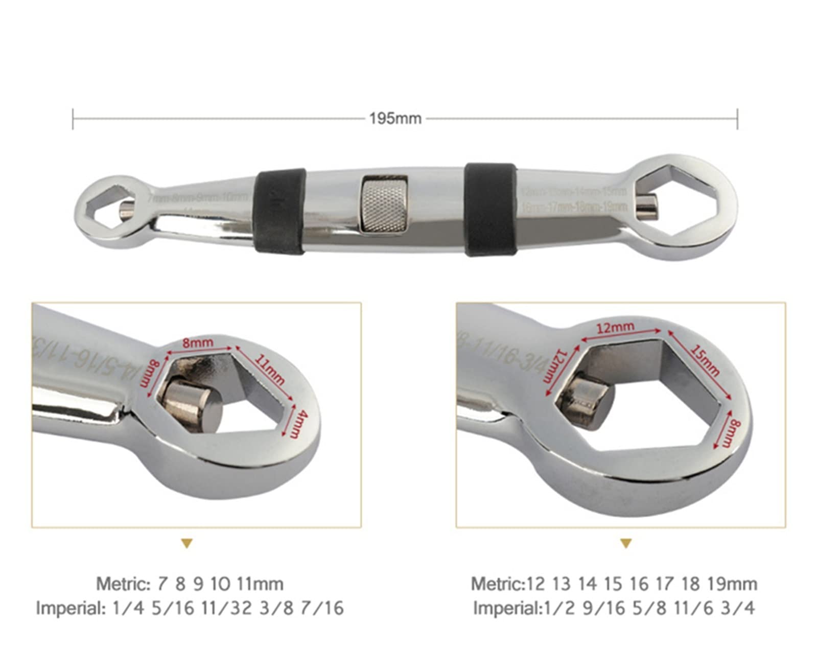 KLKVTGWGZK 23 in 1 Multifunctional Wrench Metric Universal Wrench Telescopic Rod Adjustment Torque Wrench Span Key Wrench