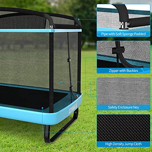 GYMAX Trampoline for Kids, 6FT Toddler Trampoline with Swing & Enclosure Safety Net, ASTM Approved Rectangle Recreational Trampoline for Indoor/Outdoor, Birthday for Baby Boys & Girls - Image 6