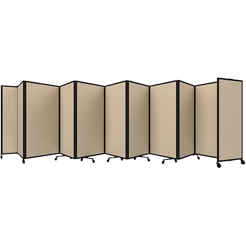 Versare Room Divider 360 Portable Wall Partition | Folding Panels | Large Freestanding Divider | Locking Wheels | Temporary Room Separator
