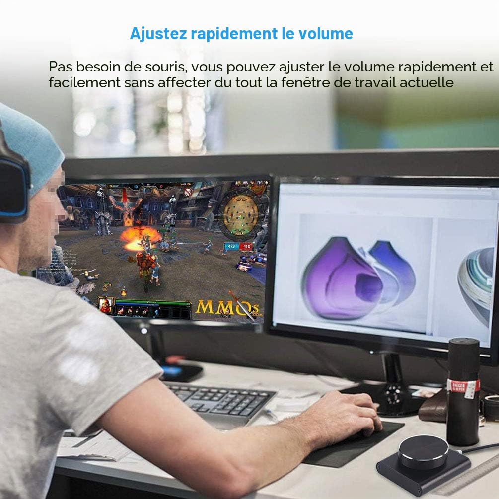 Cooidea Bouton de contrôle du Volume USB avec Une Touche de Fonction Mute/Pause pour Ordinateur, réglage Audio, contrôle du Volume Audio, Compatible avec WinXP/7/8 10/Vista/Mac/Linux
