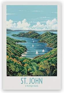 JYscillate Saint John Virgin Islands Wall Art vintage travel posters nature city landscape picture Canvas Prints Suitable for home room living room office bedroom Aesthetic decor 8x12inch Unframed