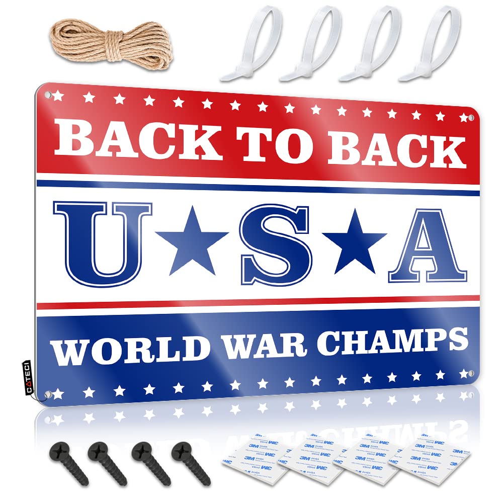 STWNVOITV Outdoor Funny Metal Sign World War Champs Tin Sign Funny Camping Signs Funny Saying Tin Signs(30X40CM)