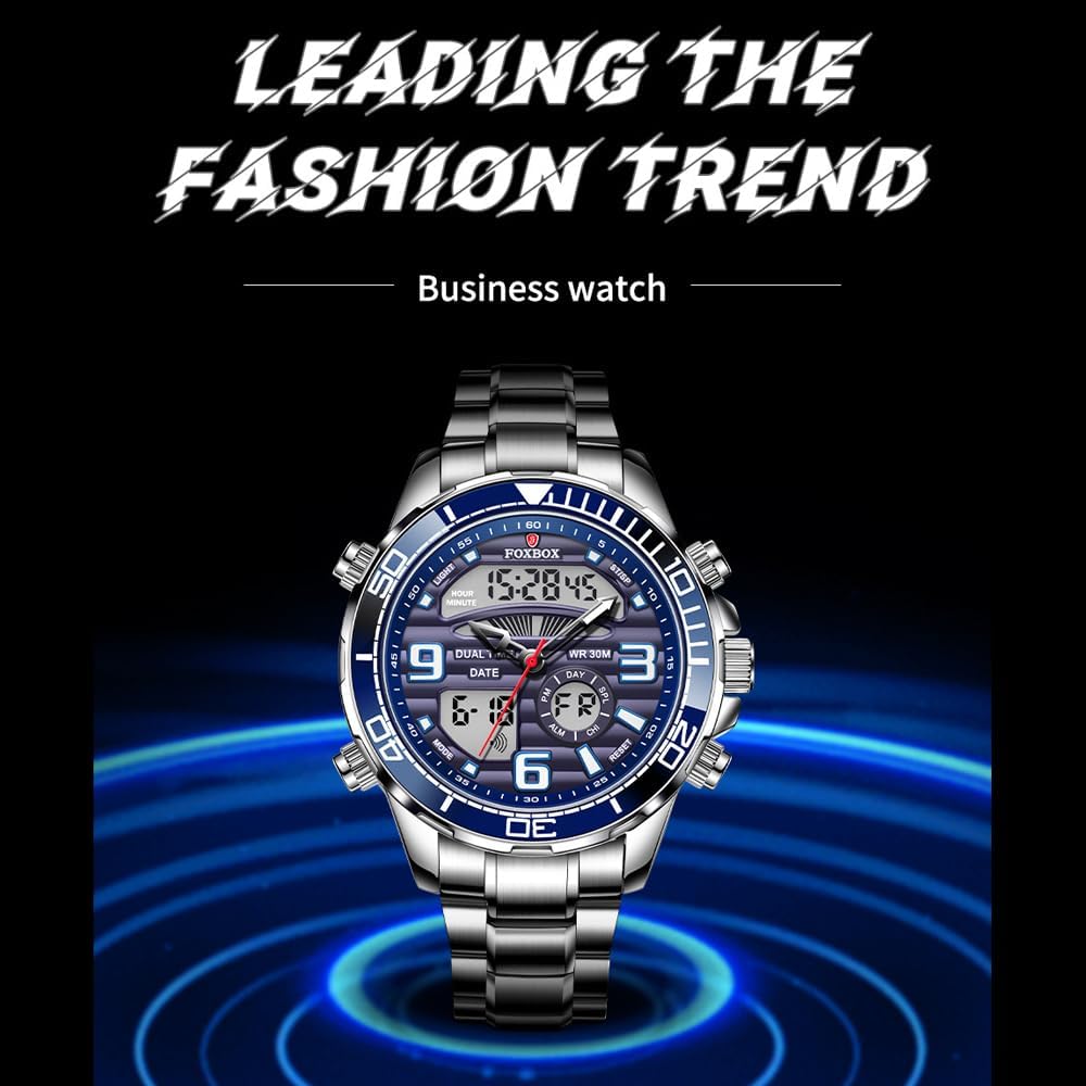 Weicam Men Luxury Dual Display Luminous Waterproof Analog Quartz Digital Wrist Watch Couple Watches - Image 7