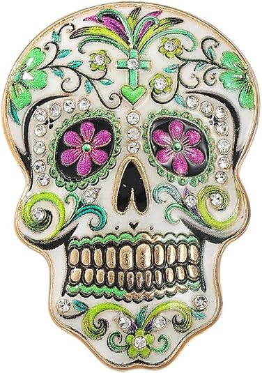 MALOYANVE Day of the Dead Pin Sugar Skull Brooch