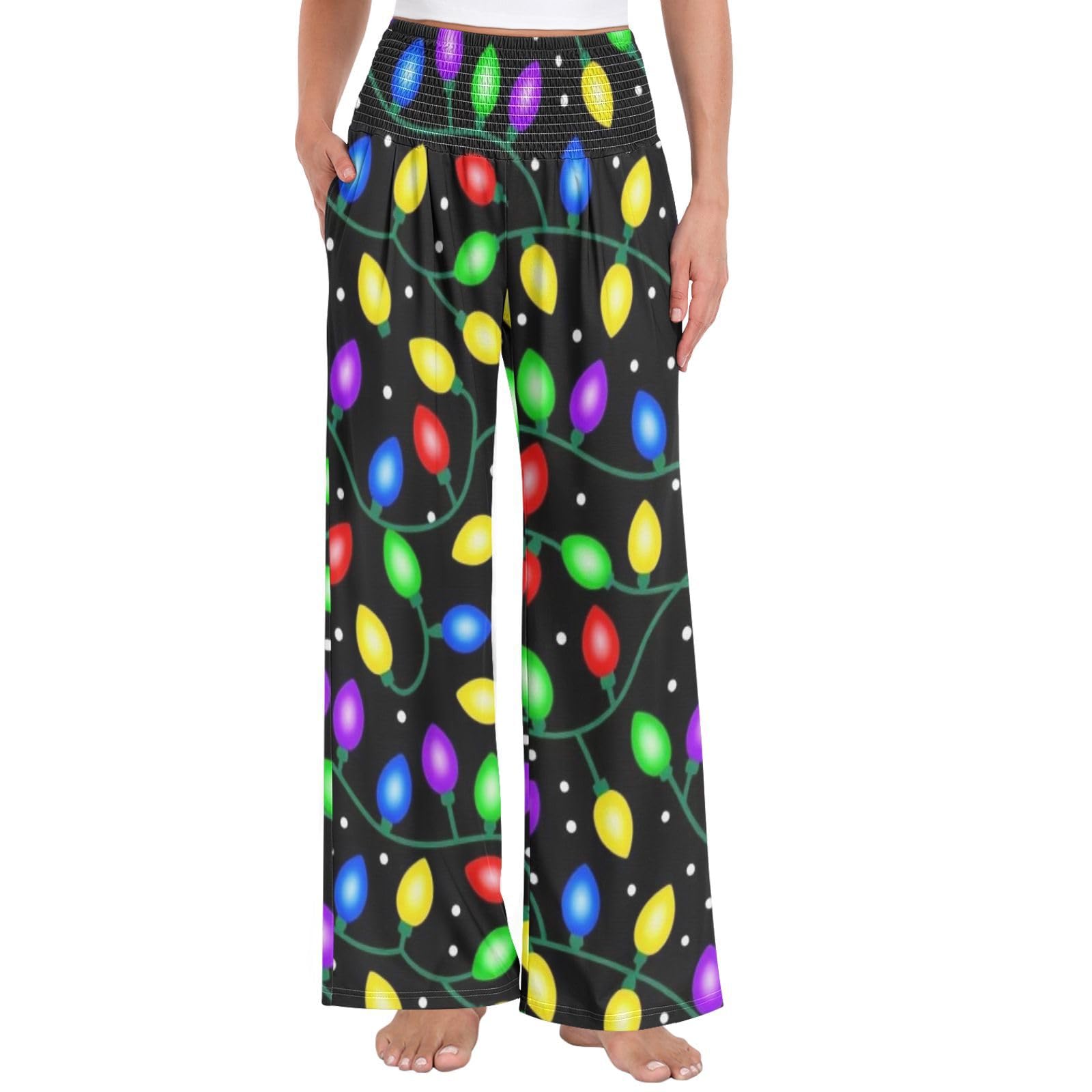 Coloridos pantalones de Navidad para mujer, resistentes a las arrugas, casuales, viajes