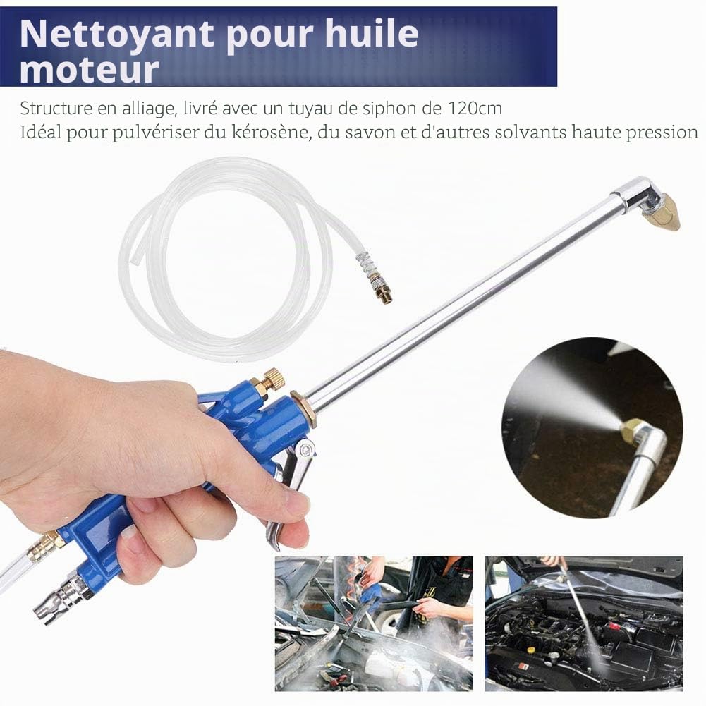 Ausla Pistolet Pulvérisateur à Air comprimé, Pistolet de Nettoyage Moteur 40 Cm, Nettoyeur Haute Pression pour Enlever la Graisse du Moteur, avec Tuyau de 1,2 M