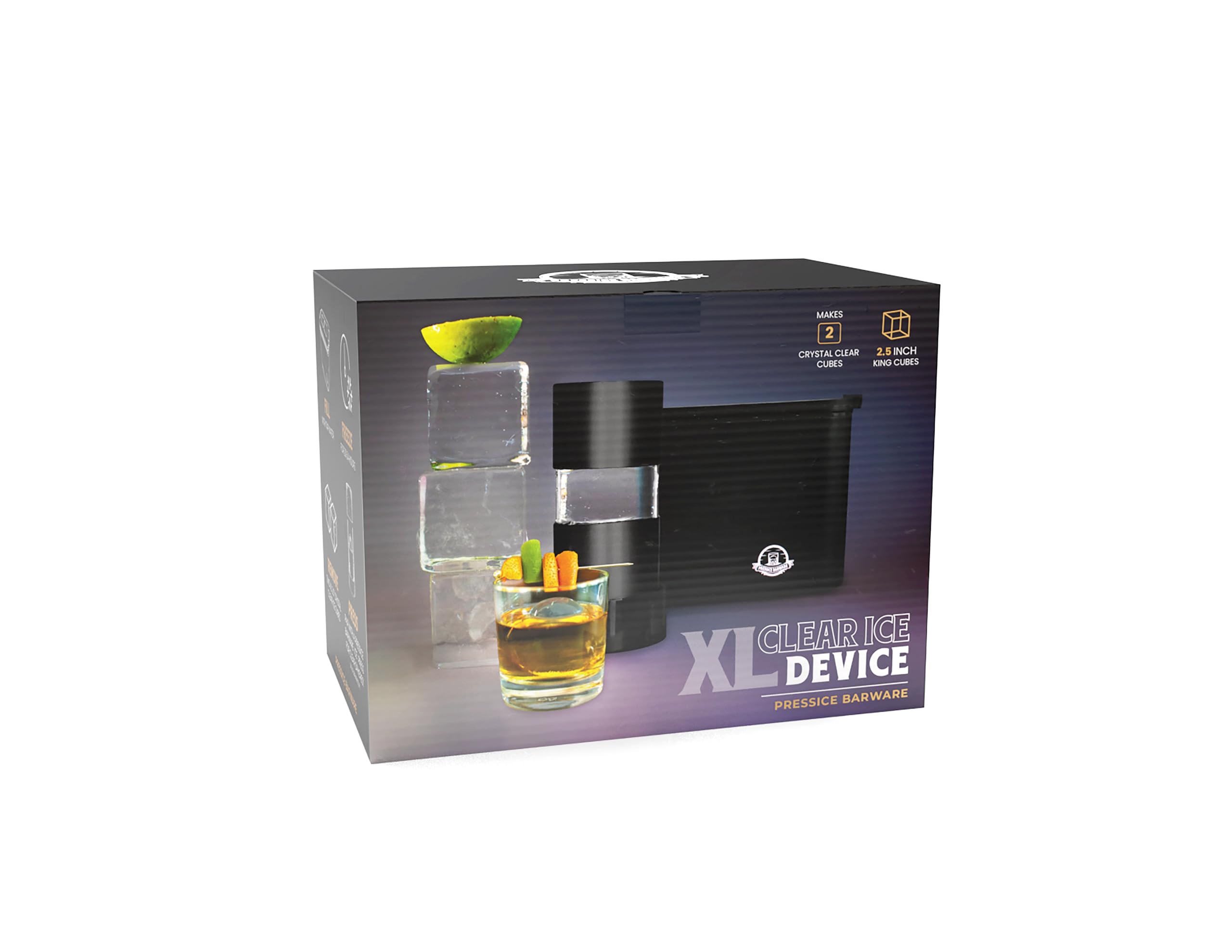 XL Clear Ice Maker – 6,3 cm kristallklare XL-Würfel für Eispressen – BPA-freie quadratische Silikonform – Whisky-Geschenke für Männer – Presse nicht im Lieferumfang enthalten