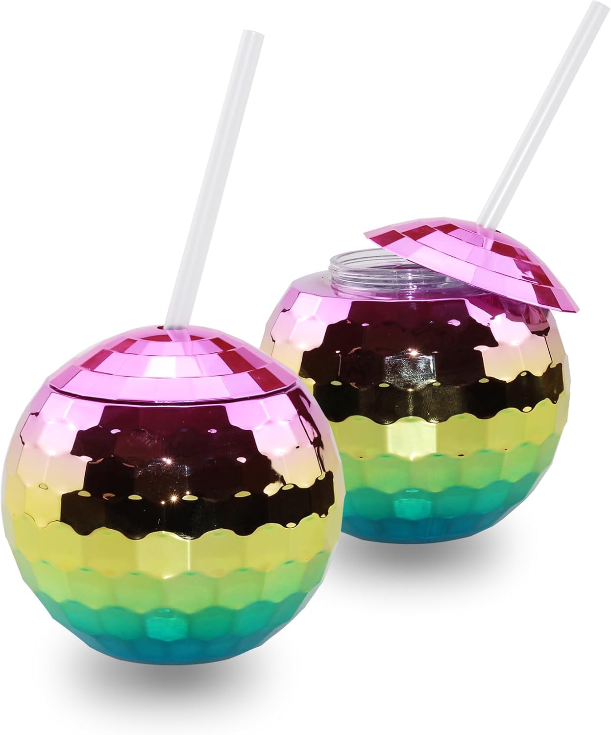 Towjaw 2Pcs Disco Ball Cups (20oz) Rainbow disco ball