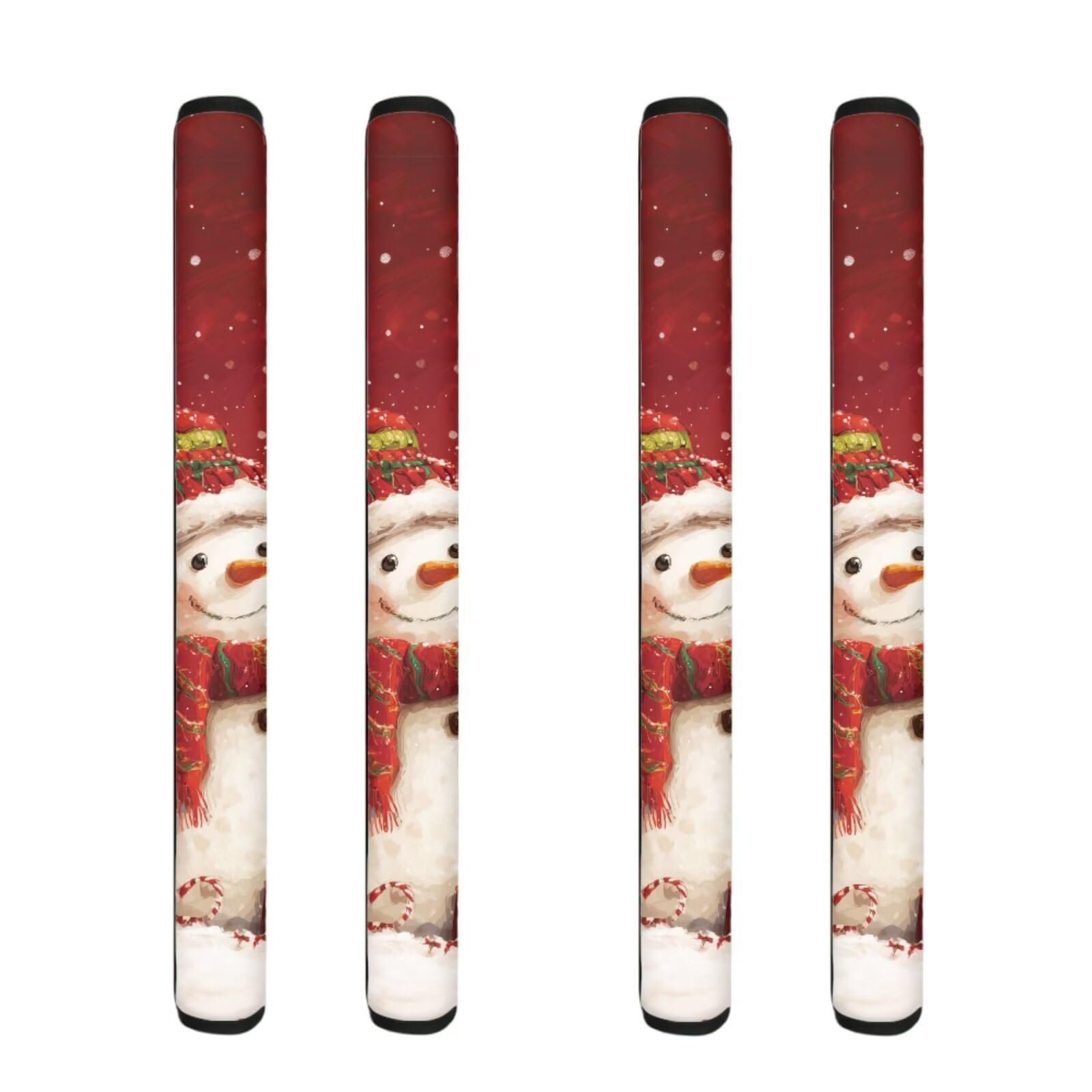 4pcs Red Snowman Refrigerator Door Handle Covers Christmas Decor