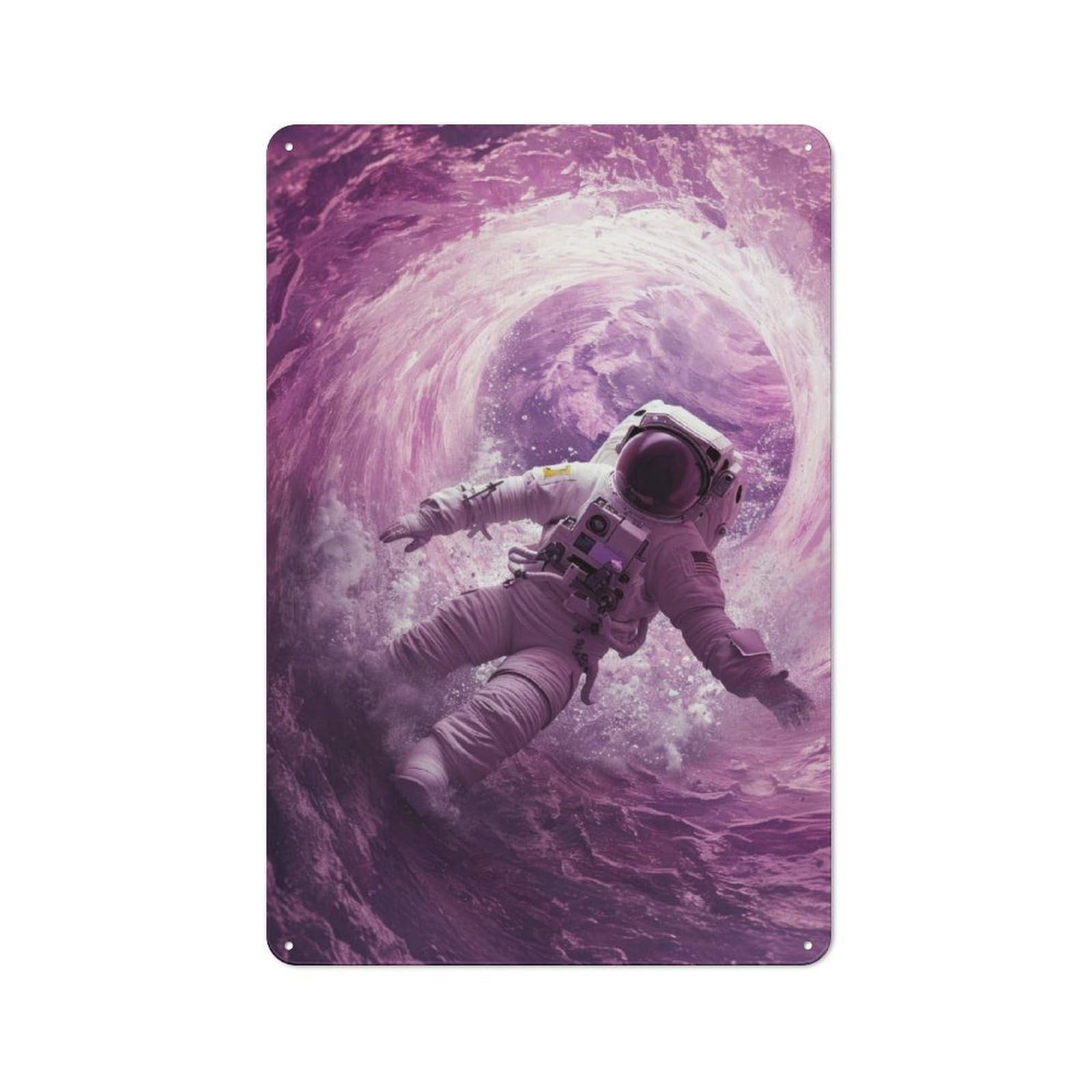 Junmoney Astronaut Space Surfer Vintage Tin Sign 30X20cm For Dining Room Or Kitchen, Suited To Dining Room Decor Fans