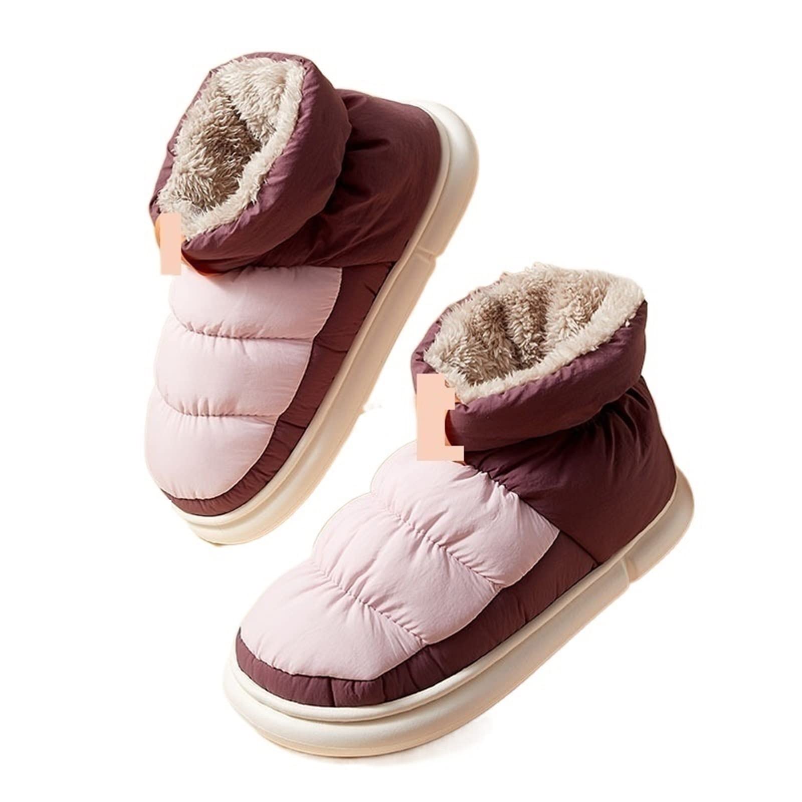 SHESRA Warmies Slippers Cute plush cotton shoes Women's winter boots Outdoor anti-skid snow boots Platform warm shoes. (Color : Pink, Size : 40-41)