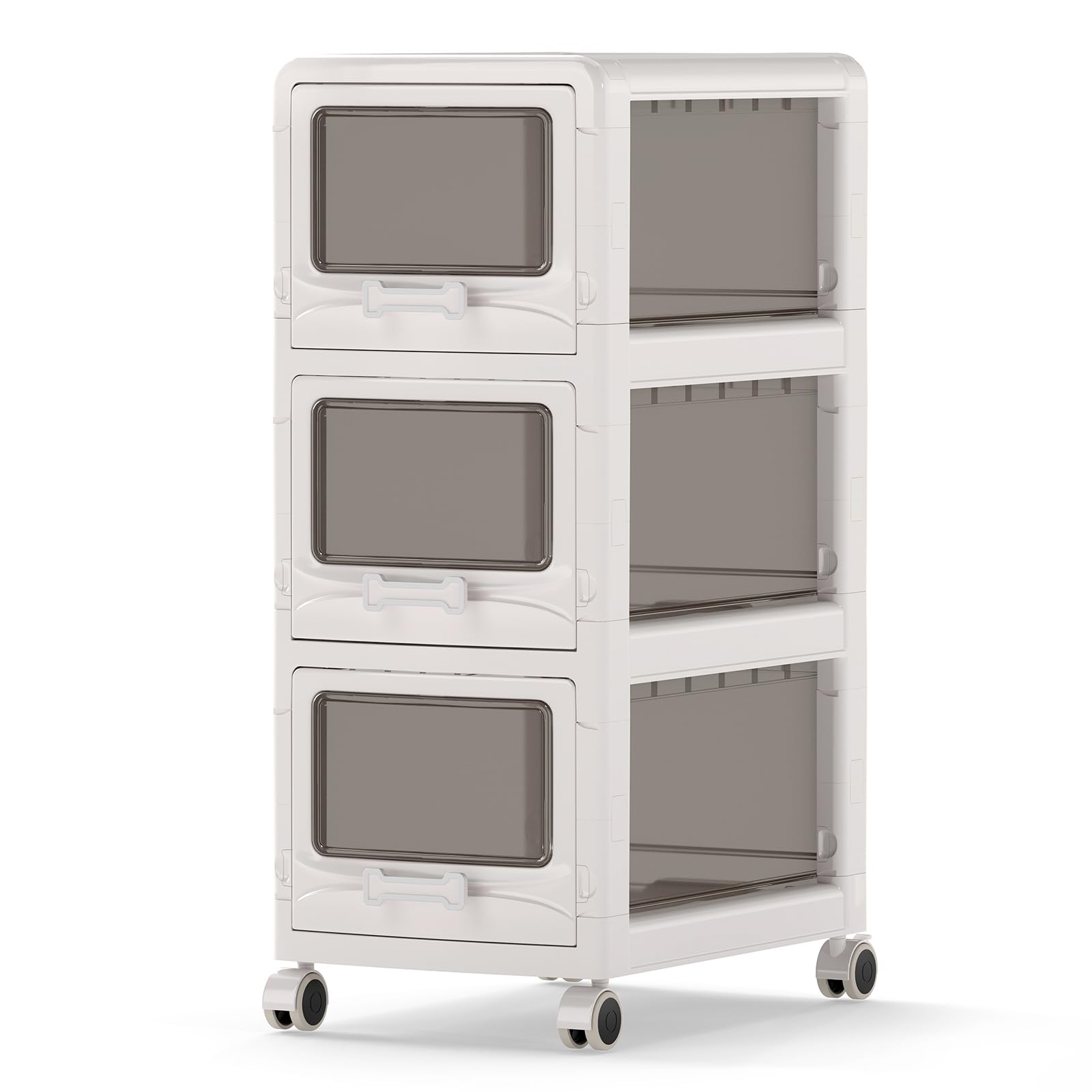 COSTWAY Slim Bathroom Floor Cabinet with 3/4/5 Drawers on Wheels (3-Tier)