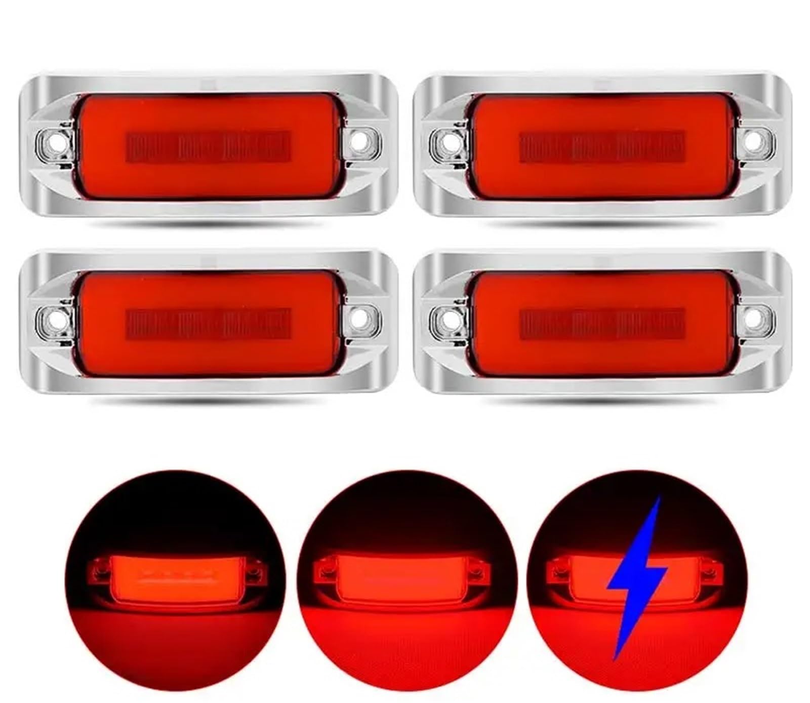 Luces Traseras Montaje Luz LED De Posición Lateral Cuadrada Para Camión, 12V, 24V, Luz Alta Y Baja Para Remolque, Luz Señal Giro Roja Amarilla Lámpara Trasera Intermitente Piloto Posterior Coche(4peic