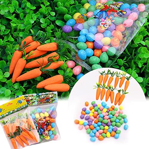 Asekonc 12Pcs Easter Artificial Carrots And 92Pcs Easter Eggs, Artificial Vegetables Home Kitchen Festival Decoration , Easter, Photo Prop #TOP26