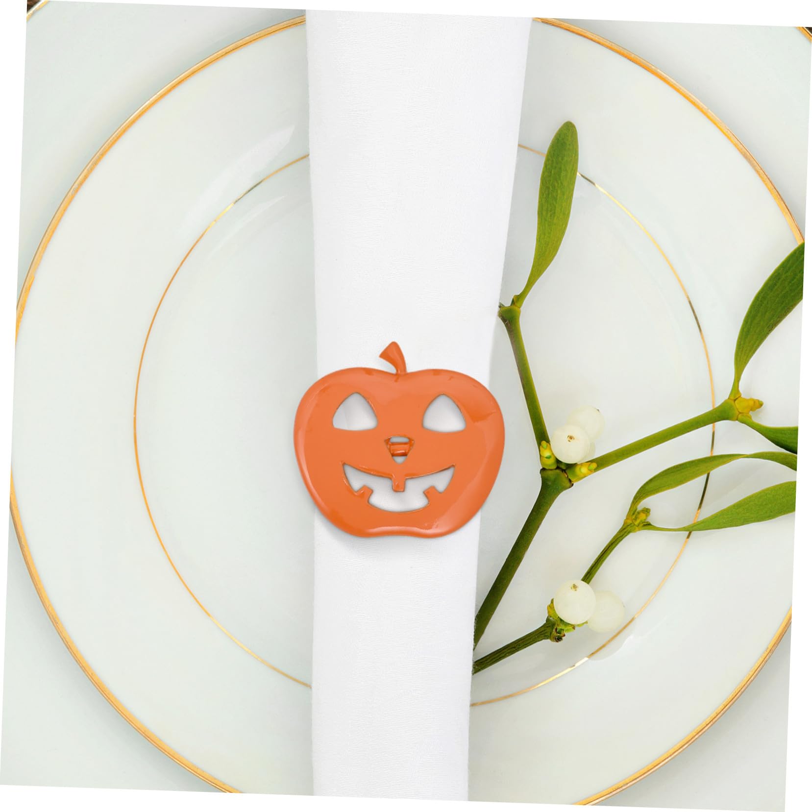 12pezzi Portatovaglioli a Forma Di Cranio Arancione Anelli Per Tovaglioli Decorativi Per Feste Di Halloween Per Ristoranti e Hotel Confezione