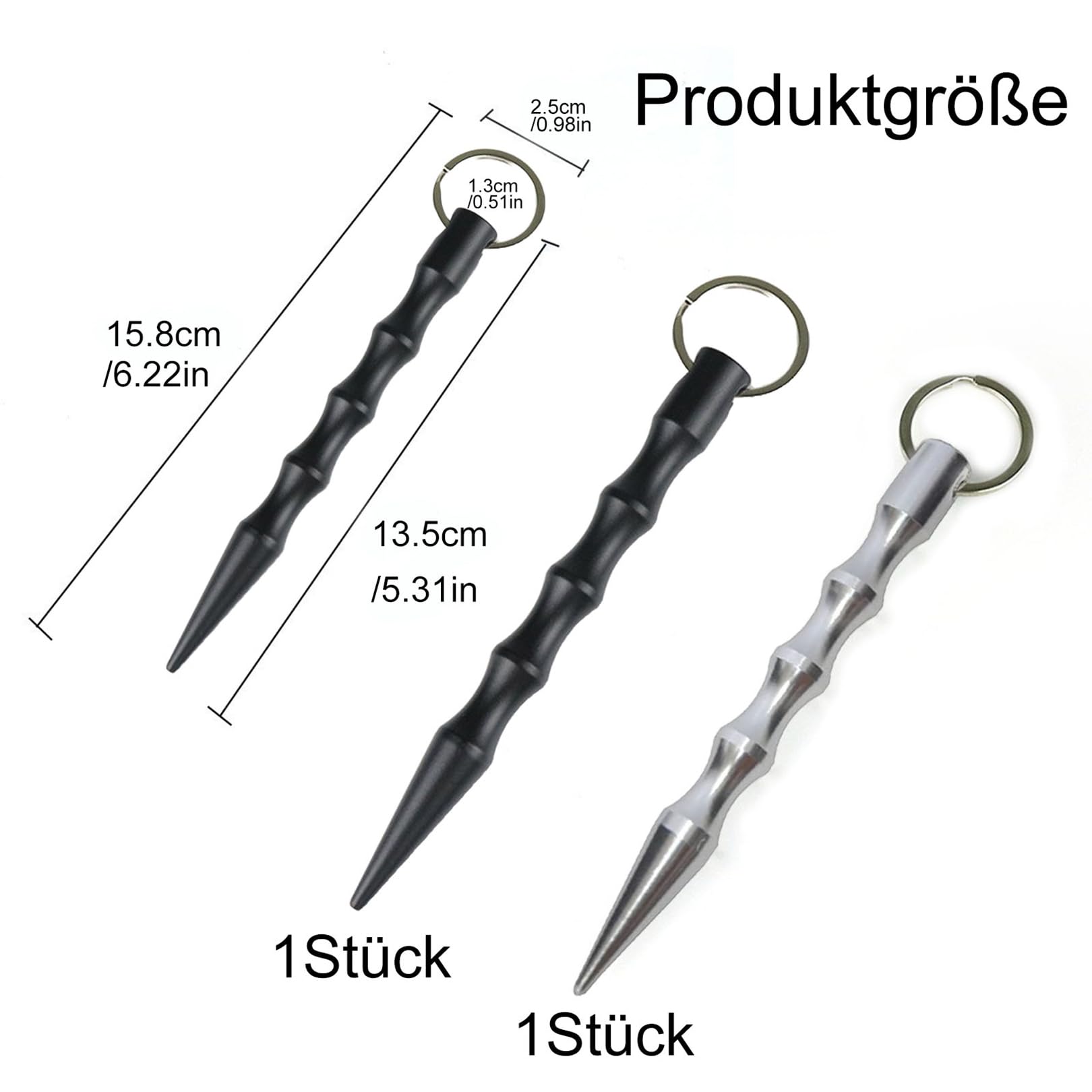 2er Set Kubotan Selbstverteidigung Emergency Hammer,Selbstverteidigung waffen legal Selbstverteidigung Frauen,Silver und Schwarz,Kubotan fur Unterwegs