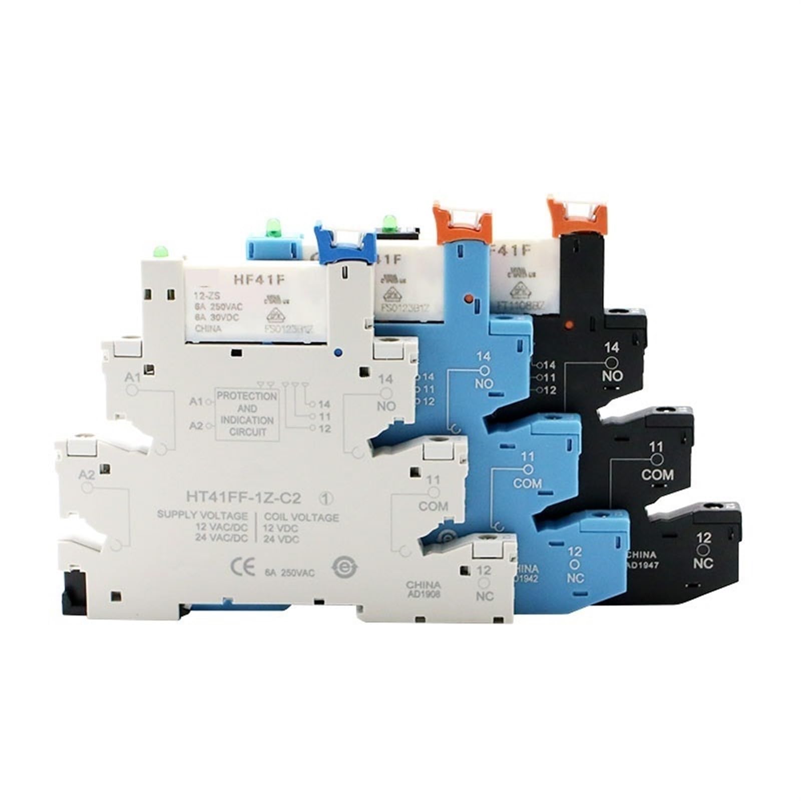 Relé de montaje en PCB HF41F módulo interruptor de voltaje con soporte azul 12V