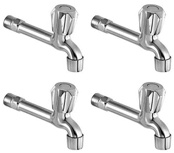 Drizzle Conti Sleek Long Body Bib Cock Bathroom Tap With Foam Flow Brass Chrome Plated (standard size) 4 Piece