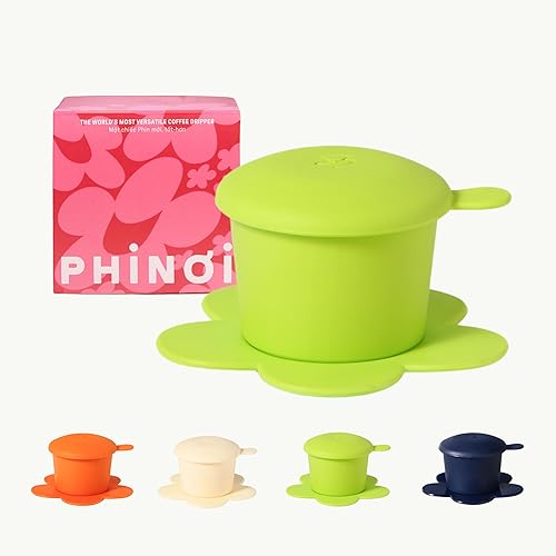 PHINOI - Gotero de café vietnamita, filtro Phin vietnamita, cafetera de una sola taza de 1 a 2 tazas con diseño de flores, filtro de café