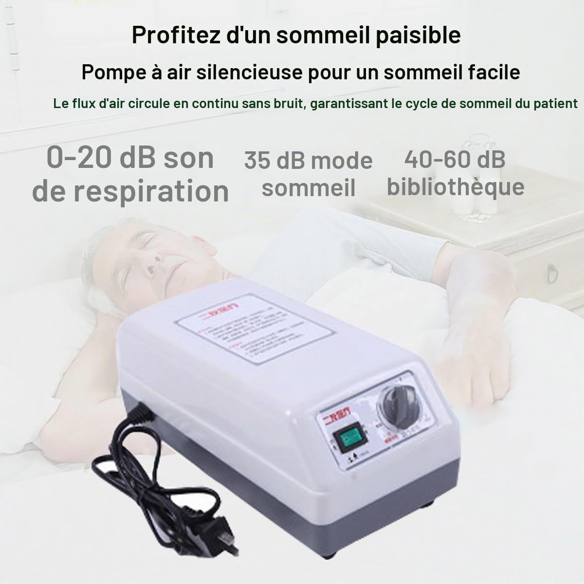 Matelas Anti-escarres avec Système de Pression Alternée, Lit Gonflable Anti-escarre Prévention des Escarres et Traitement des Ulcères Avec Pompe et Imperméable, pour Lits d'hôpitaux Habitation ,Marine