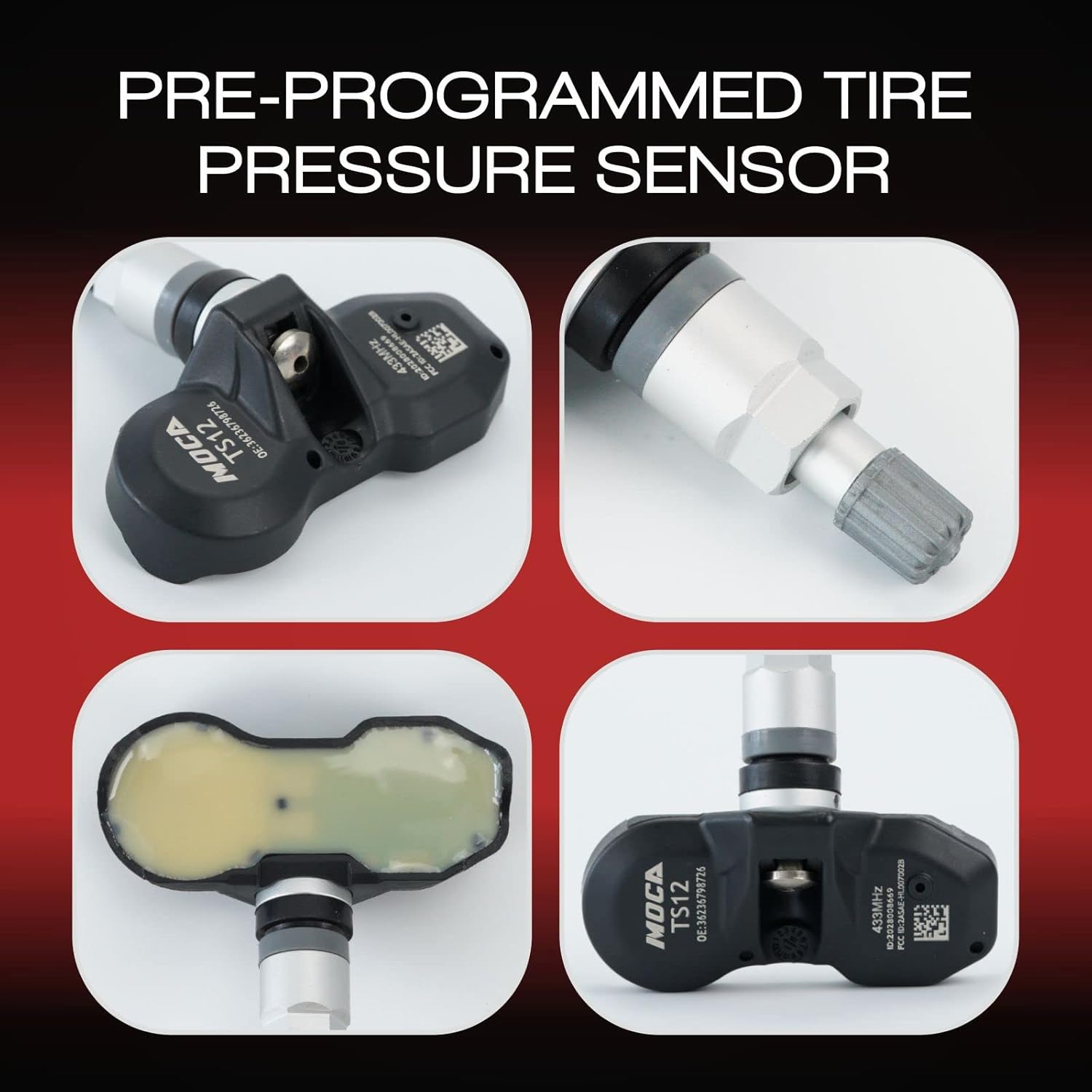 MOCA TPMS Sensor Fit 08-09 for Mini Cooper, 06-10 for BMW 550i/ 650i/ 750i/ 750li/ 760li/ Z4/ X3/ X5/ M5/ M6, 08-10 for BMW 128i, 07-09 for BMW 335i Tire Pressure Sensor 433MHz