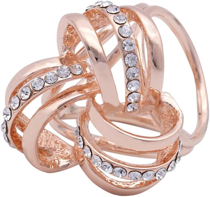 3 Rings Rhinestone Metal Smooth Silk Scarf Ring Slides Scarves Clip Smooth Silver and Rose Gold