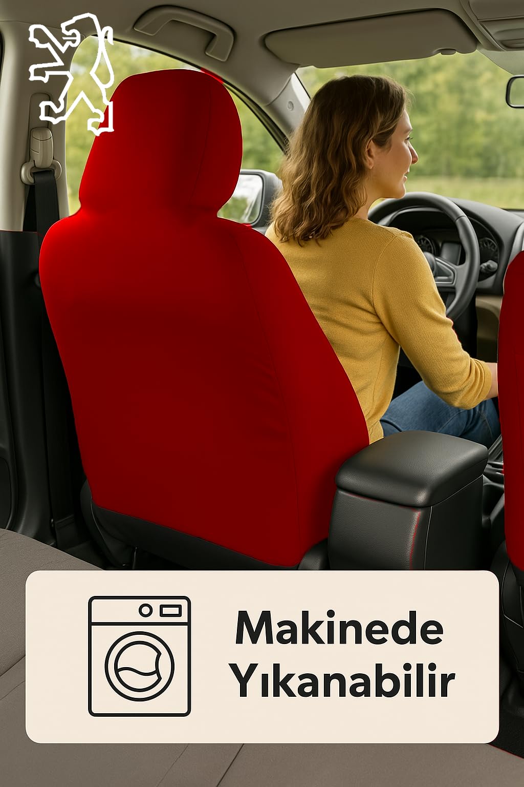 Aracınız için özel olarak tasarlanan Peugeot 106 ile uyumlu oto koltuk kılıfı ile sürüş Kırmızı