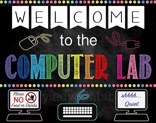 Haosensix Letreros de metal para computadora aula de aula, carteles de laboratorio de bienvenida a la computadora, escuela, aula, porche, decoración disponible en Yaxa Peru